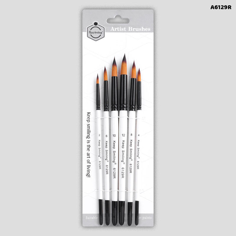 Gift To Love | Paint Brush White Handle | Pcs : 6 Pcs | Code : A6129R