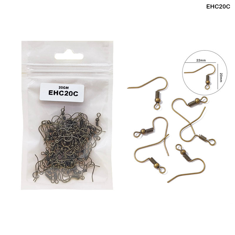 Gift To Love | Ear Hook Clasps With Bead | Color : Copper | Pcs : 20 Gm | Code : EHC20C