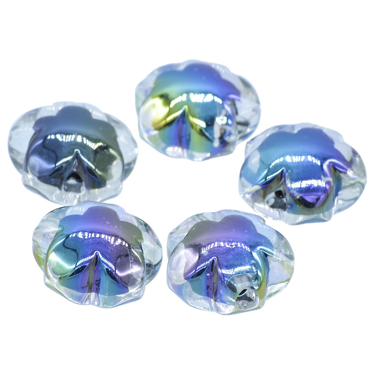 Gift To Love | Beads Two Colour Rainbow Flower | Pcs : Set Of 5 Pcs | Code : JCCP47