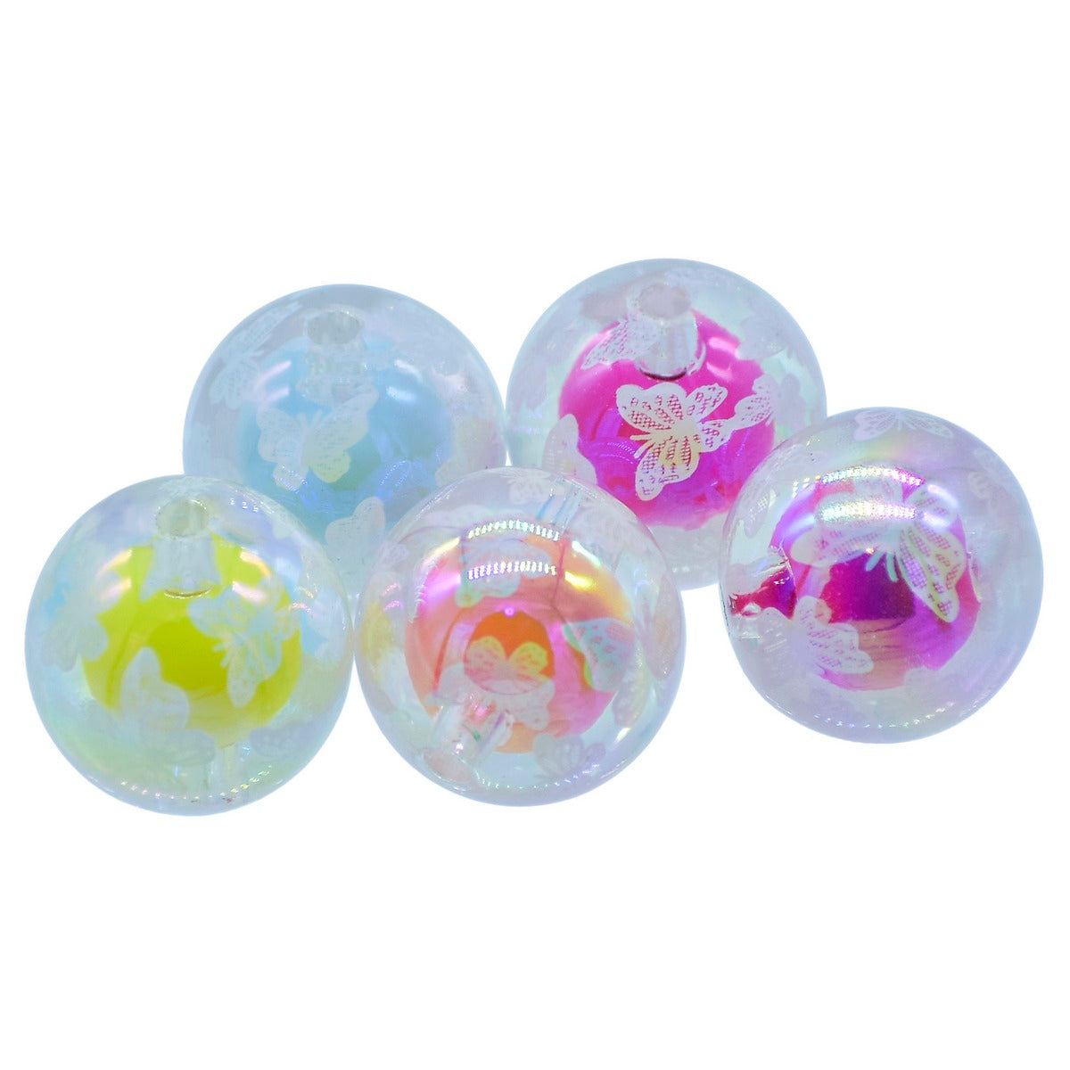 Gift To Love | Beads Butterfly Print Round | Pcs : Set Of 5 Pcs | Code : JCPP04