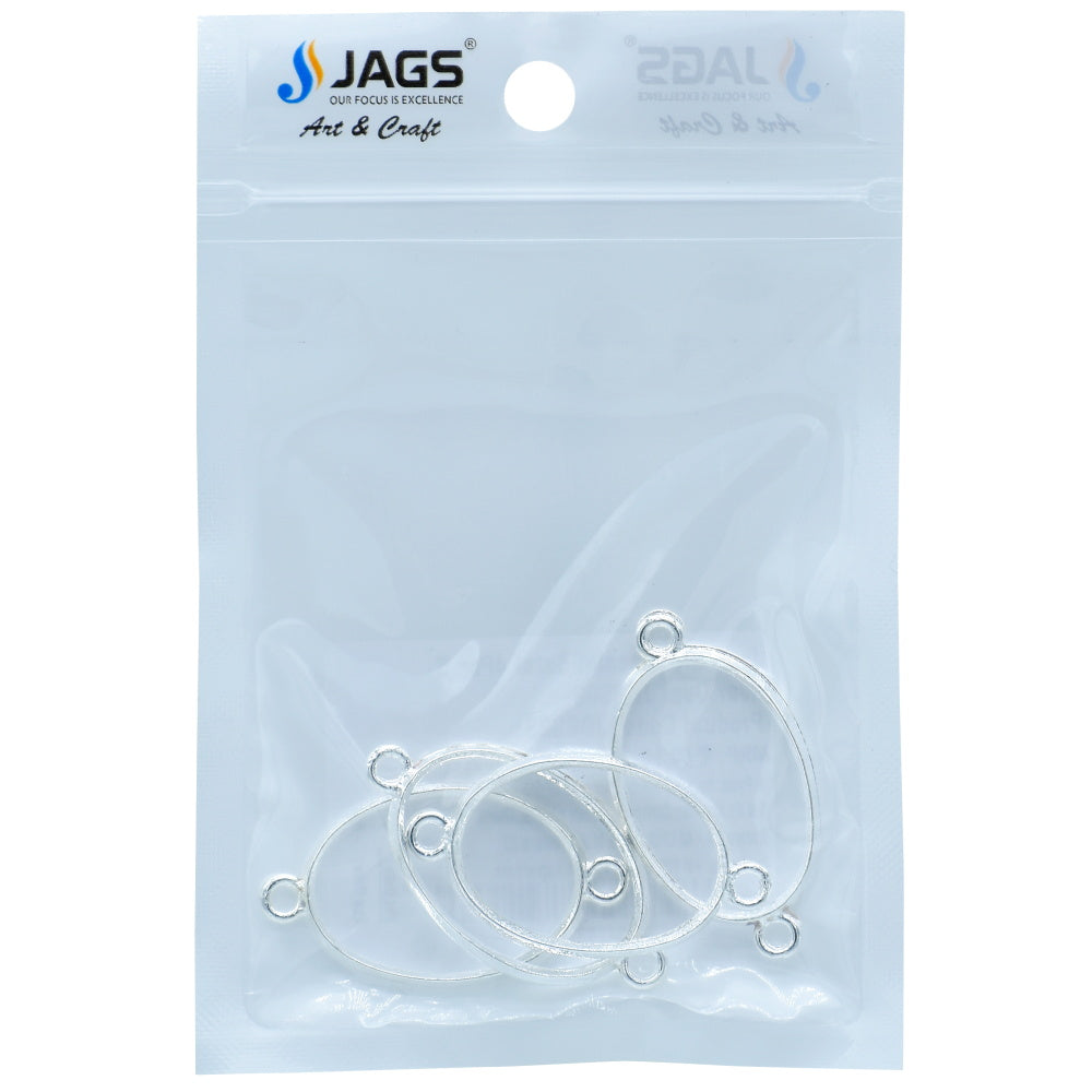 Gift To Love | Diy Bracelet Bezel Oval | Color : Silver | Pcs : 4 Pc | Code : JDBS03