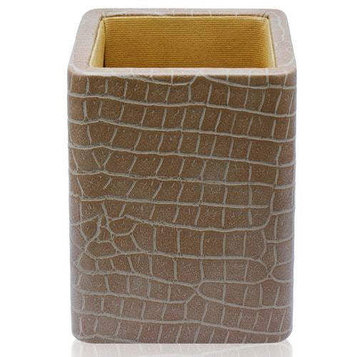 Gift To Love | Leather Pen Stand Square Crocodile Light Brown | Code : LPSS07