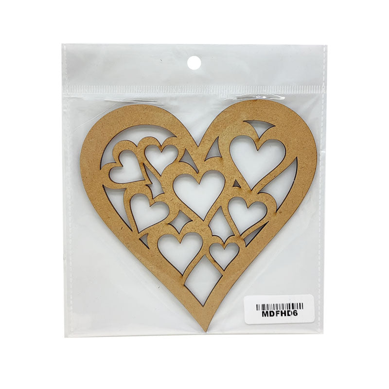 Gift To Love | Mdf Cutout Heart Design | Size : 5 Inch | Code : MDFHD6
