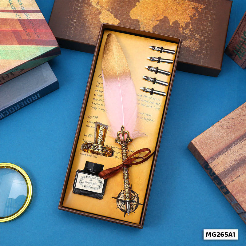 Gift To Love | Feather Ink Pen Box Set | Color : Gold | Code : MG265A1