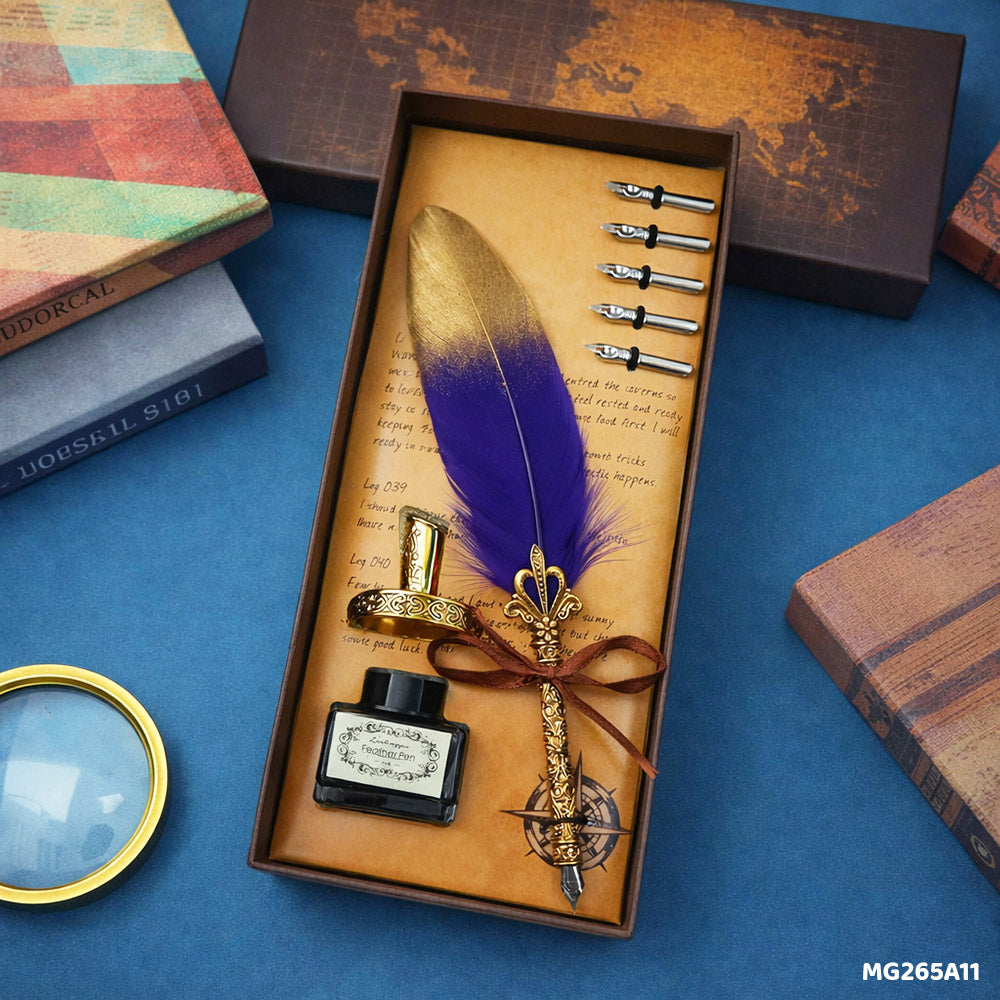 Gift To Love | Feather Ink Pen Box Set | Color : Gold | Code : MG265A11