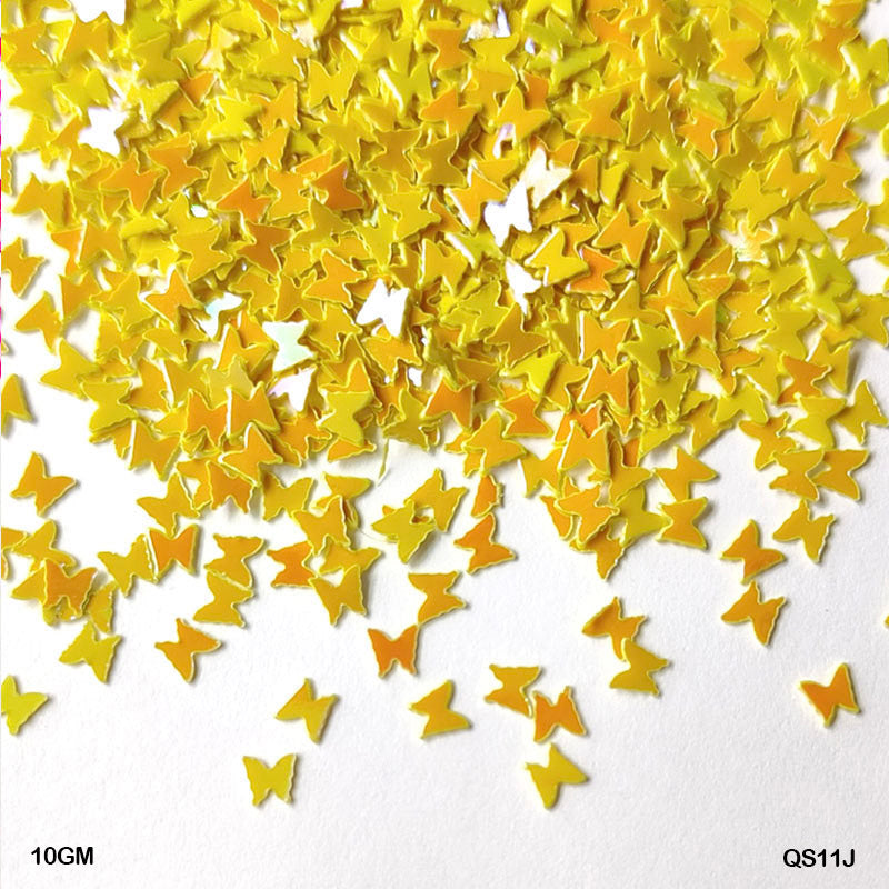 Gift To Love | Butterfly Sequins | Color : Yellow | Size : 3 Mm | Pcs : 10 Gm | Code : QS11J