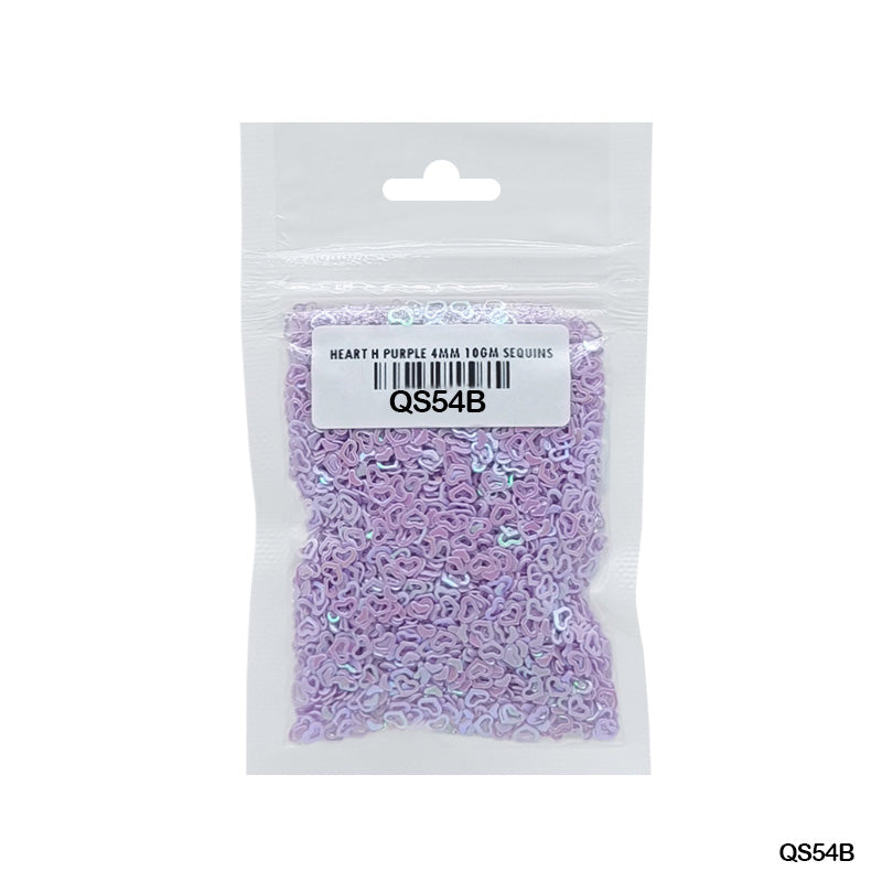 Gift To Love | Heart H Sequins | Color : Purple | Size : 4 Mm | Pcs : 10 Gm | Code : QS54B