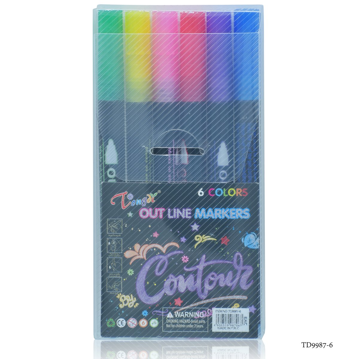 Gift To Love | Out Line Markers | Pcs : 6 Colors | Code : TD9987-6