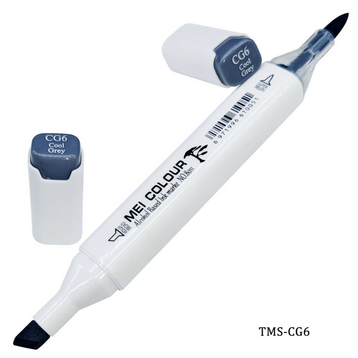 Gift To Love | Touch Marker Soft 2 In 1 Pen | Color : Cool Grey | Code : TMS-CG6