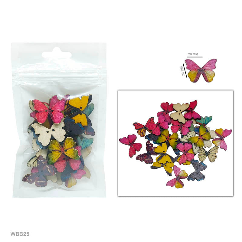 Gift To Love | Button Butterfly Wooden | Pcs : 25 Pcs | Code : WBB25
