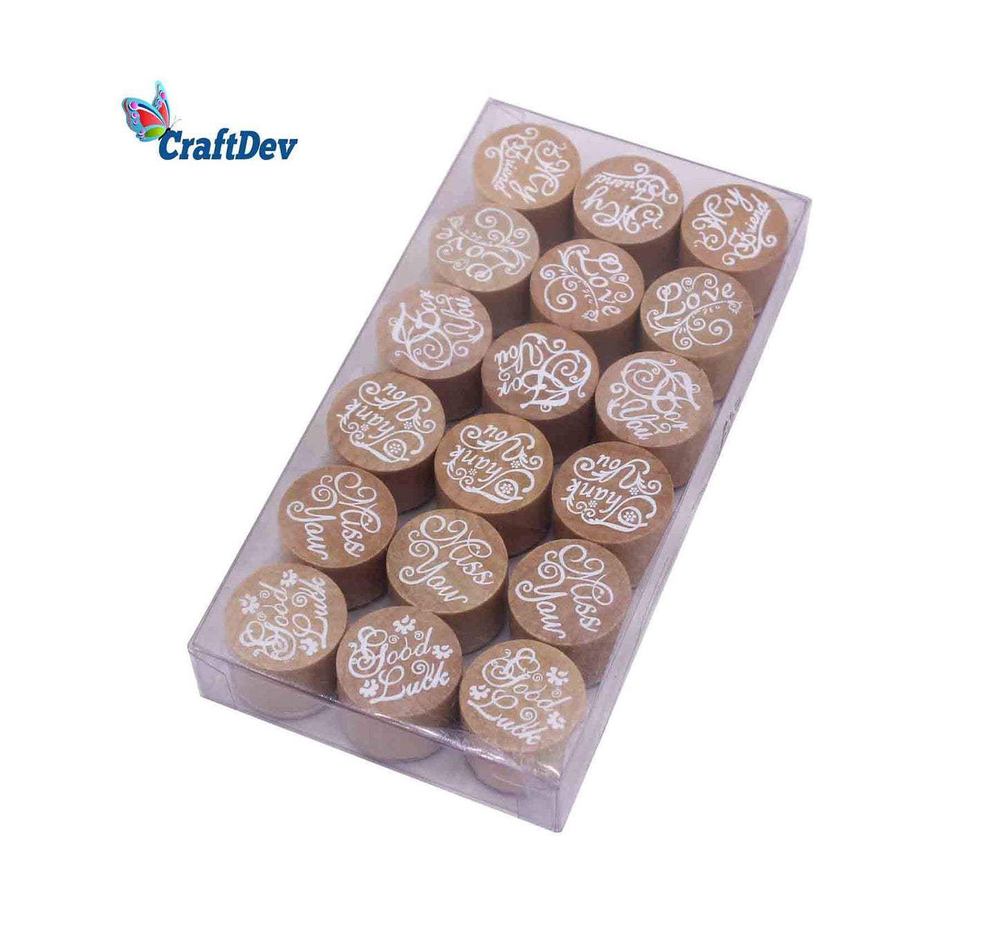 Gift To Love | Wooden Stamp Round Quotes | Pcs : 18 Pcs | Code : WSRQ
