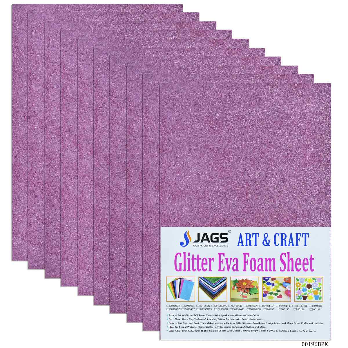Gift To Love | A4 Glitter Foam Sheet Without Sticker | Color : Baby Pink | Code : 00196BPK