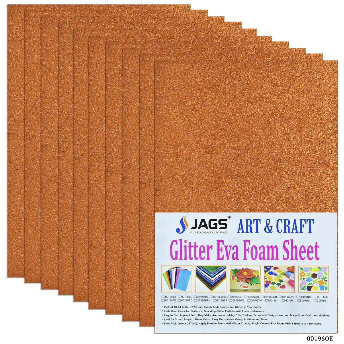 Gift To Love | A4 Glitter Foam Sheet Without Sticker | Color : Orange | Code : 00196OE