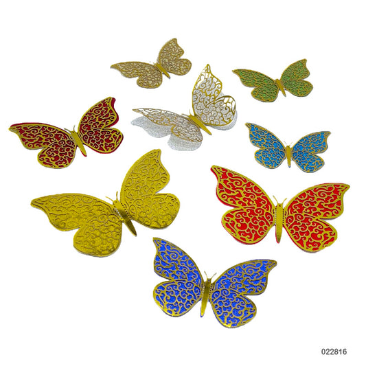 Gift To Love | 3D Butterfly Metallic Glitter Sticker | Pcs : 12 Pcs | Code : 22816