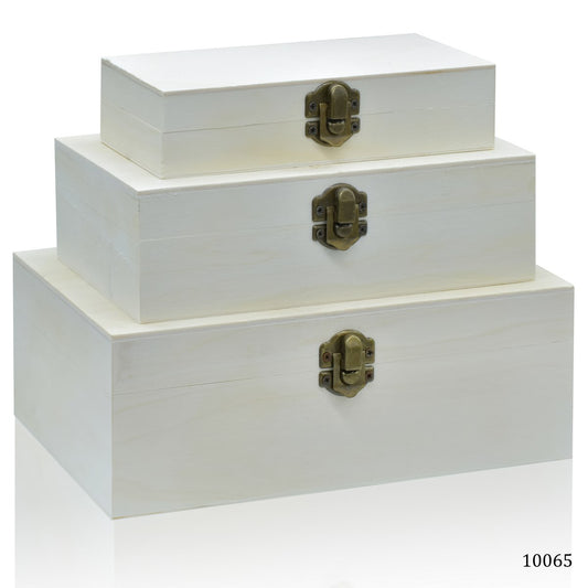 Gift To Love | Wooden Empty Box Rectangle Shape | Pcs : Set Of 3 Pcs | Code : 10065