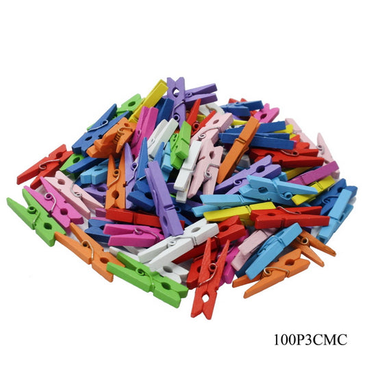 Gift To Love | Wooden Clip | Color : Colour | Size : 30 Mm | Pcs : 100 Pcs | Code : 100P3CMC