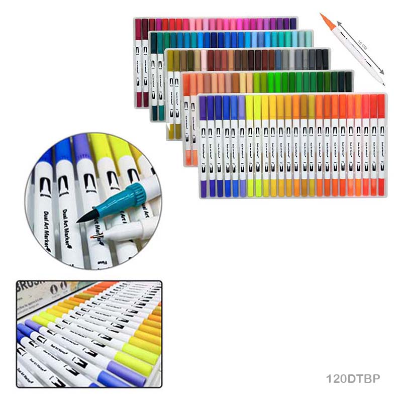 Gift To Love | Dual Tip Brush Pen Set | Pcs : 120 Colors | Code : 120DTBP