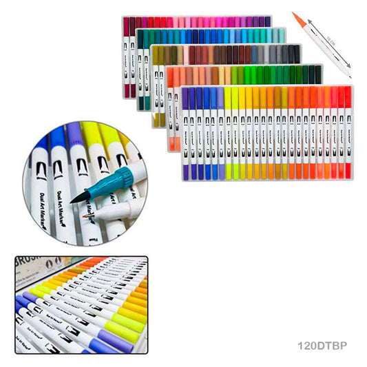 Gift To Love | Dual Tip Brush Pen Set | Pcs : 120 Colors | Code : 120DTBP