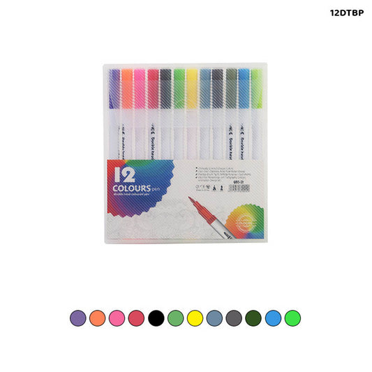 Gift To Love | Dual Tip Brush Pen Set | Pcs : 12 Colors | Code : 12DTBP
