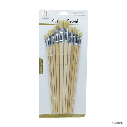 Gift To Love | Stencil Brush Flat Long Handle | Pcs : 12 Pcs | Code : 12SBFL