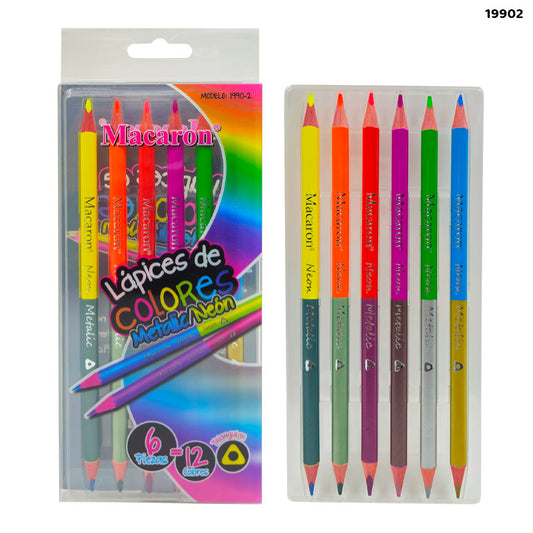 Gift To Love | Macaron Metallic Neon Pencil | Color : 12 Colors | Pcs : 6 Pcs | Code : 19902