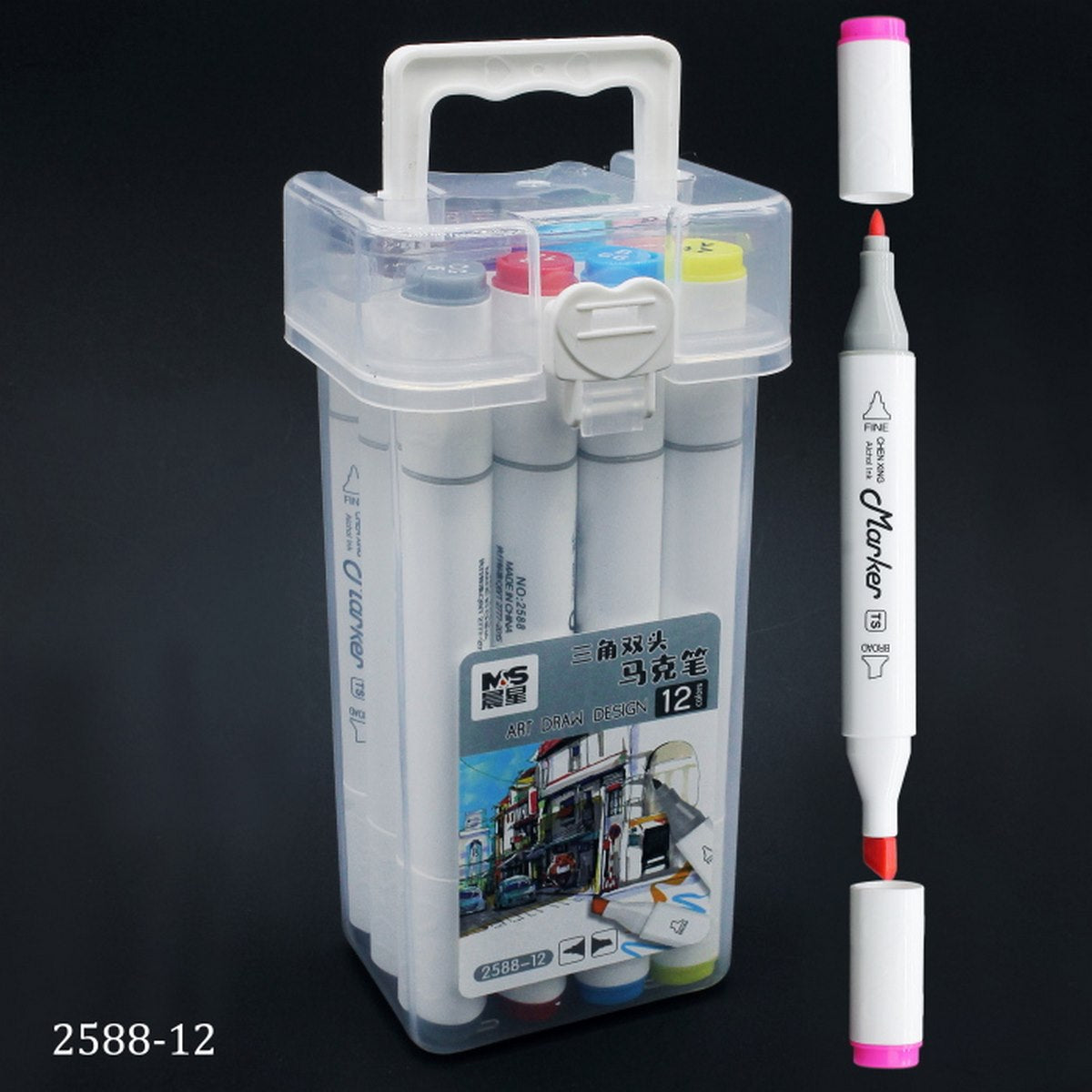 Gift To Love | Touch Marker 2 In 1 Pen Set With Box | Pcs : 12 Pcs | Code : 2588-12