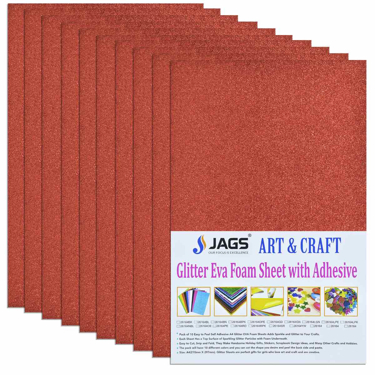 Gift To Love | A4 Glitter Foam Sheet With Sticker | Color : Red | Code : 26164RD