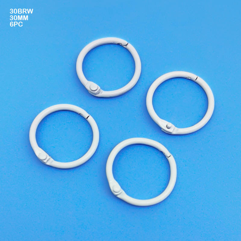 Gift To Love | Book Binding Ring | Color : White | Size : 30 Mm | Pcs : 6 Pcs | Code : 30BRW