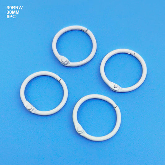 Gift To Love | Book Binding Ring | Color : White | Size : 30 Mm | Pcs : 6 Pcs | Code : 30BRW
