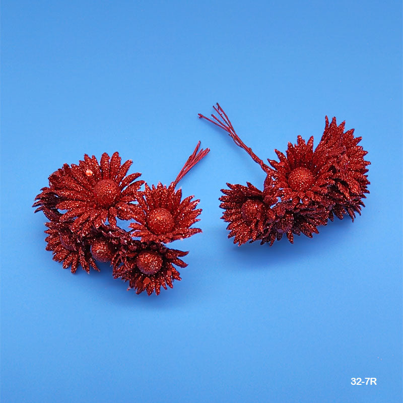 Gift To Love | Glitter Flower | Color : Red | Pcs : 72 Pcs | Code : 32-7R