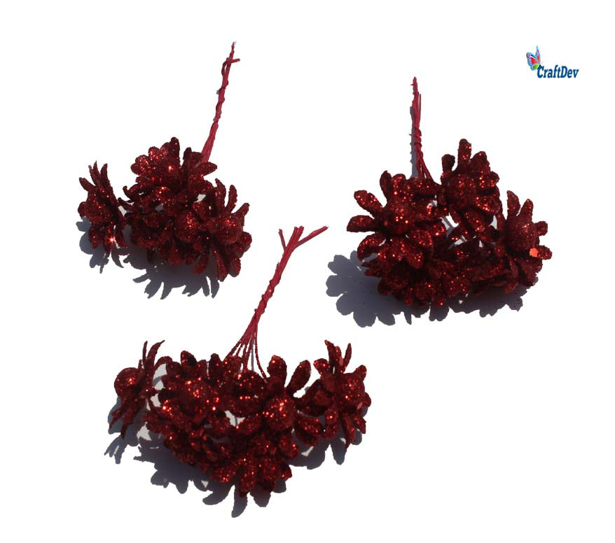 Gift To Love | Glitter Flower | Color : Red | Pcs : 72 Pcs | Code : 32-8R