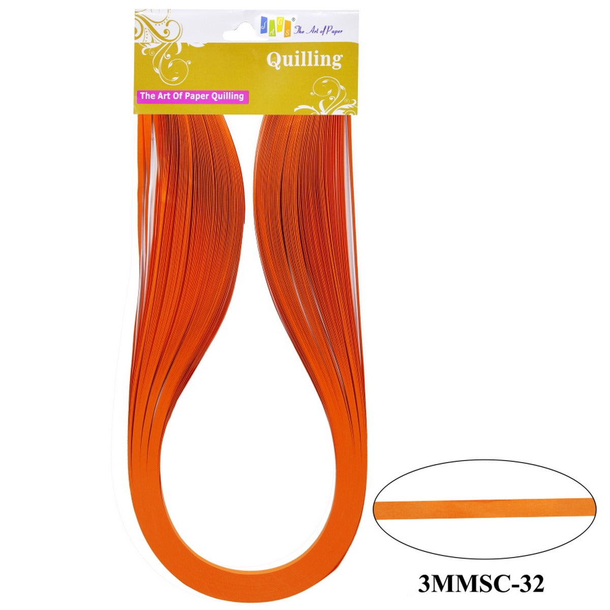 Gift To Love | Quilling Strip | Color : Fluorescent Orange | Size : 3 Mm | Code : 3MMSC-32