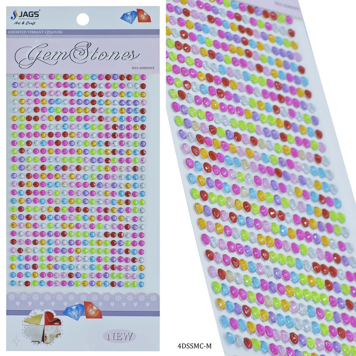 Gift To Love | Sticker Diamond | Color : Multi Colour | Size : 4 Mm | Code : 4DSSMC-M