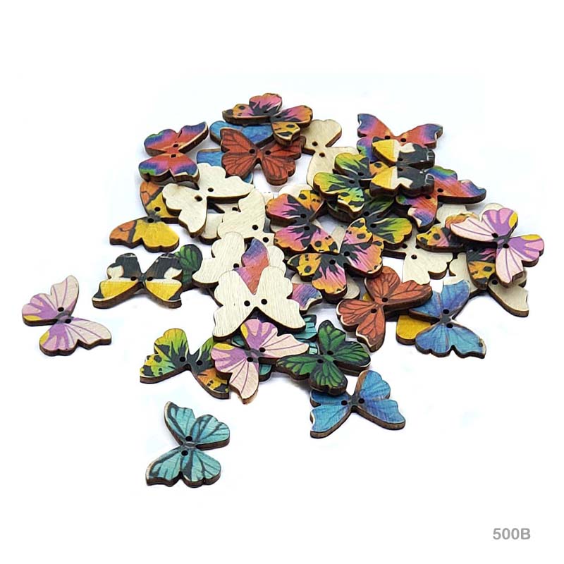 Gift To Love | Button Butterfly Wooden | Pcs : 500 Gm | Code : 500B