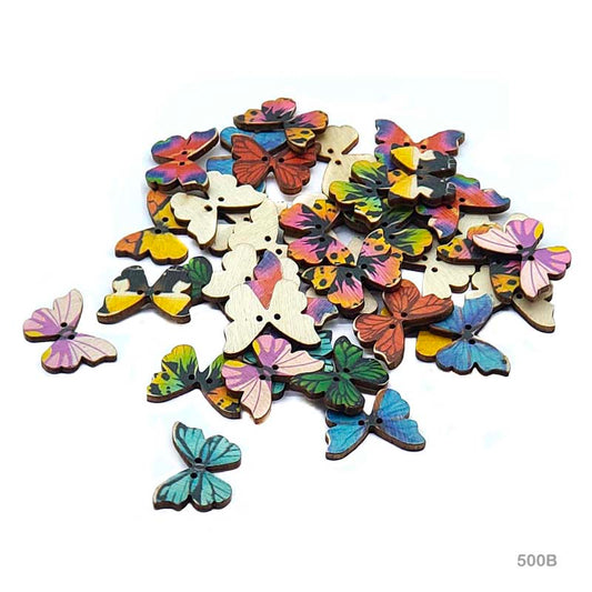 Gift To Love | Button Butterfly Wooden | Pcs : 500 Gm | Code : 500B