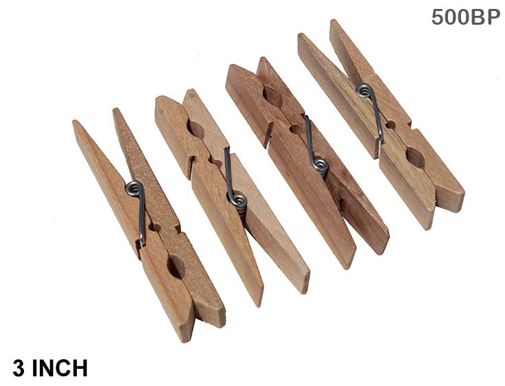 Clip Big Plain 3" 100Pc Wooden (500Bp)