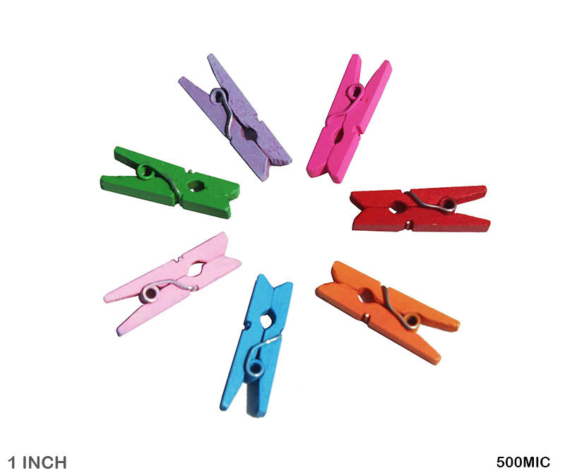 Clip Mini Color 1" 1000Pcs Wooden (500Mic)