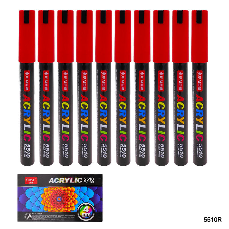 Gift To Love | Acrylic Paint Marker | Color : Red | Size : 4 Mm | Pcs : 10 Pcs | Code : 5510R