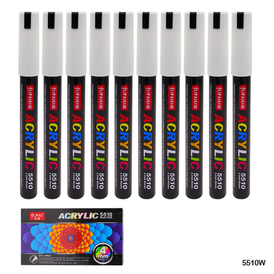 Gift To Love | Acrylic Paint Marker | Color : White | Size : 4 Mm | Pcs : 10 Pcs | Code : 5510W