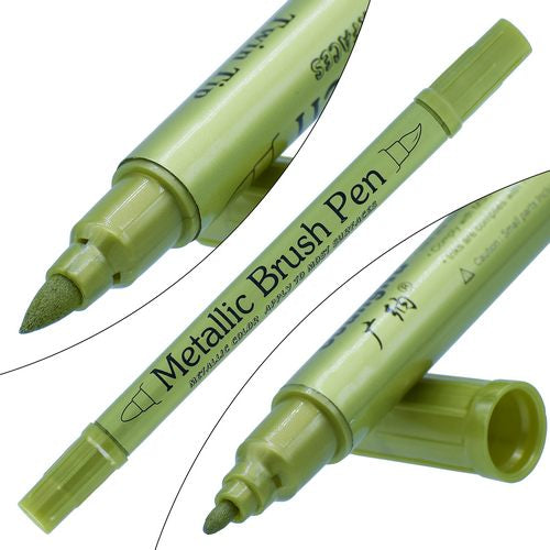 Gift To Love | Brush Metallic Pen Twin Tip Yellow Green | Code : 562S-YGN