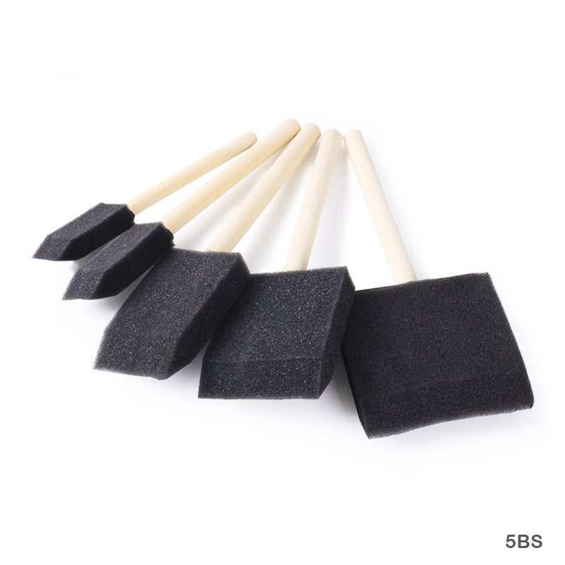 Gift To Love | Black Sponge Set Wooden Handle | Color : Black | Pcs : 5 Pc | Code : 5BS
