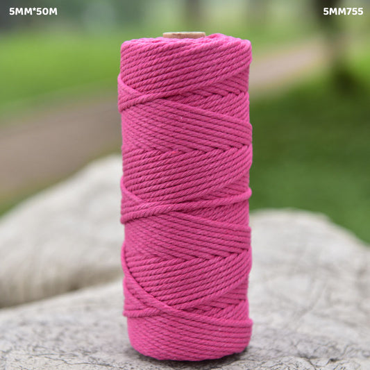 Gift To Love | Macrame Cotton Thread | Color : Dark Pink | Size : 5 Mm X 50 M | Code : 5MM755