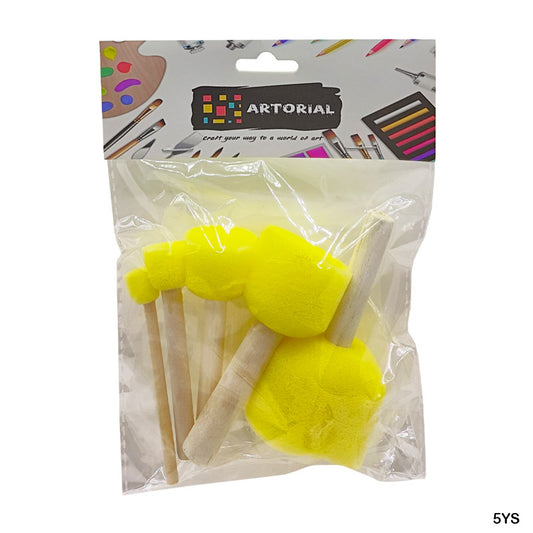 Gift To Love | Yellow Sponge With Wooden Handle | Color : Yellow | Pcs : 5 Pcs | Code : 5YS