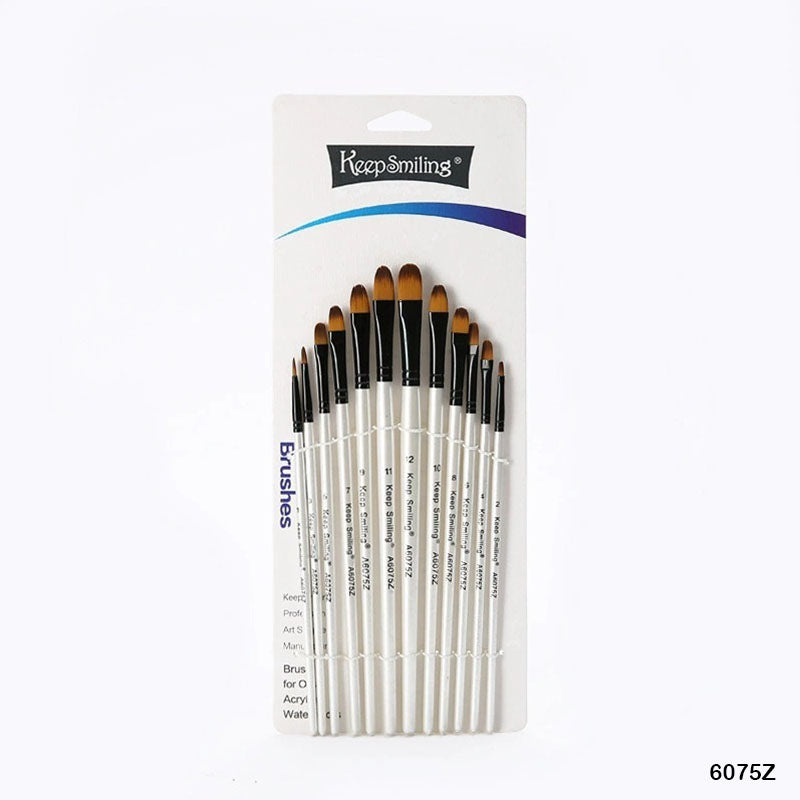 Gift To Love | Paint Brush White Handle | Pcs : 12 Pcs | Code : 6075Z