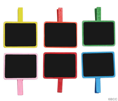 Gift To Love | Wooden Black Board Clip | Color : Colored | Pcs : 6 Pcs | Code : 6BCC
