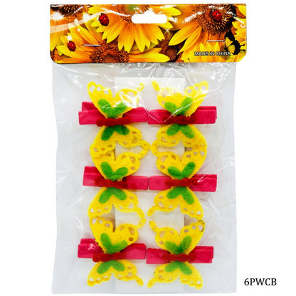 Gift To Love | Craft Wooden Clip Set Butterfly | Pcs : 6 Pcs | Code : 6PWCB