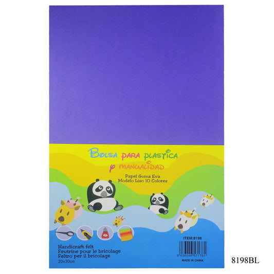 Gift To Love | A4 Foam Sheet Without Sticker | Color : Blue | Pcs : Pack Of 10 Sheets | Code : 8198BL