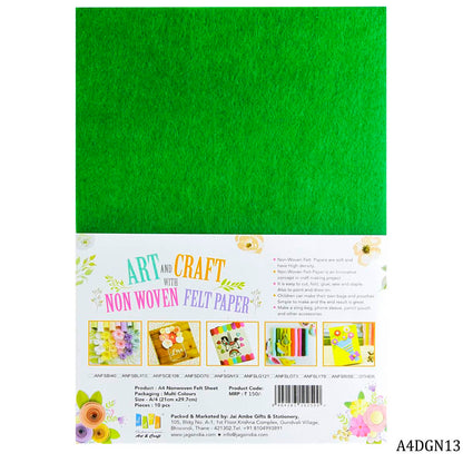 Gift To Love | Nonwoven Felt | Color : Dark Green | Size : A4 | Pcs : 10 Sheets | Code : A4DGN13