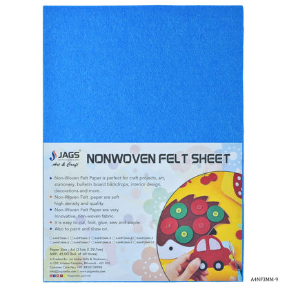 Gift To Love | A4 Nonwoven Felt Sheet | Color : Blue | Size : 3 Mm | Code : A4NF3MM-9