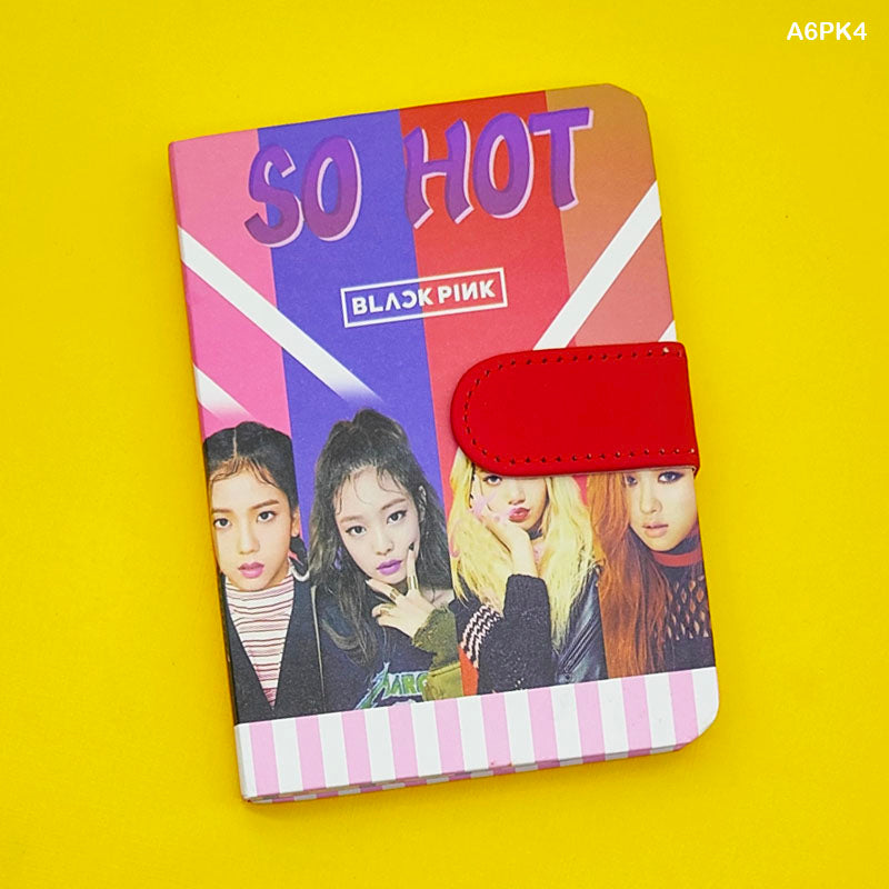 Gift To Love | Diary Printed Magnetic | Color : Black Pink | Size : 14 X 10 Cm | Pcs : 4 Pcs | Code : A6PK4